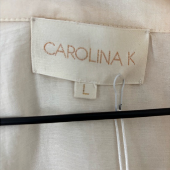 Carolina K Valerie Caftan Dress Size L cream blue burgundy organic cotton NWT - Picture 5 of 7